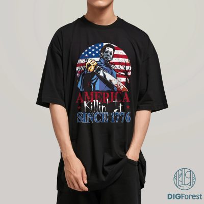 Michael Myers 4th of July Shirt | Killin' It Since 1776 Tee | Horror Independence Day Shirt | Halloween Patriot Shirt