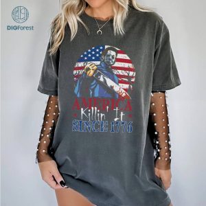 America Killin' It Since 1776 Horror T Shirt, 4th Of July Shirt Michael Myers T Shirt Halloween, Horror Movie 4th of July Shirt, Independence Day Killer Shirt