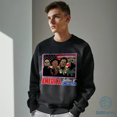 Horror 4th of July Bleached Shirt | America Killin' It Since 1776 | Patriotic Killer Movie Shirt | Independence Day Tee