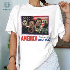 Horror 4th of July Bleached Shirt, America Killing It Since 1776 Shirt, Horror Movie 4th of July Shirt, Independence Day Killer Shirt