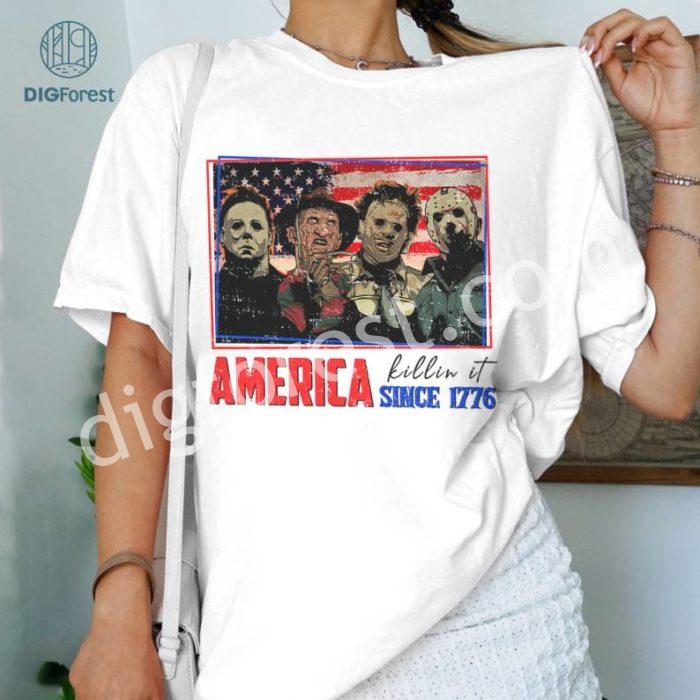 Horror 4th of July Bleached Shirt, America Killing It Since 1776 Shirt, Horror Movie 4th of July Shirt, Independence Day Killer Shirt