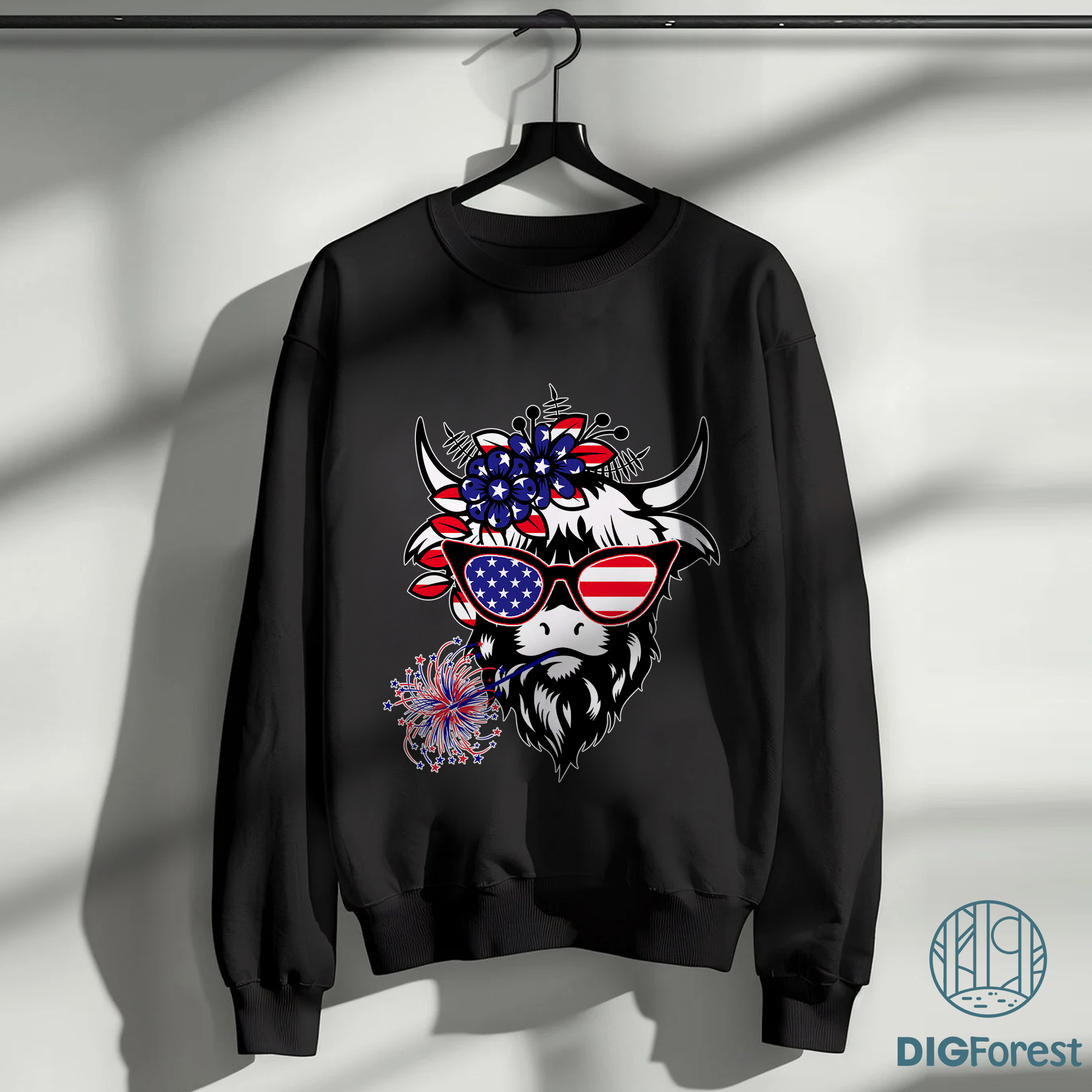 America Cow Shirt | Shaggy Cow 4th of July Sublimation | American Flag USA Shirt | Independence Day Design America Cow Shirt | Shaggy Cow 4th of July Sublimation | American Flag USA Shirt | Independence Day Design