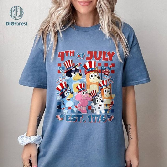 Bluey 4th of July T-Shirt, Red White Bluey Fourth of July Shirt, Independence Day Shirt, Bluey 4th of July Shirt, Bluey Freedom Shirt