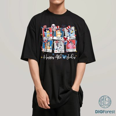 Red White Bluey 4th of July Shirt – Patriotic Bluey and Bingo Independence Day Tee