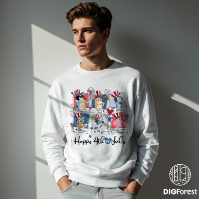 Red White Bluey 4th of July Shirt – Patriotic Bluey and Bingo Independence Day Tee