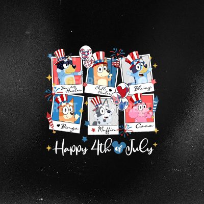 Red White Bluey 4th of July Shirt – Patriotic Bluey and Bingo Independence Day Tee