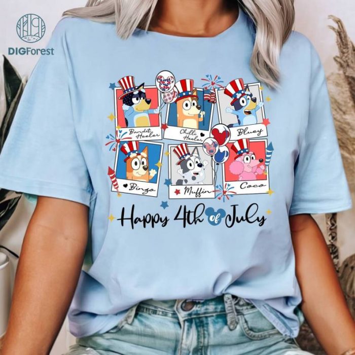 Red White Bluey Shirt, Bluey Fourth Of July Shirt, Independence Day Shirt, Bluey Happy 4Th Of July Shirt, Bluey And Bingo Party In The USA Shirt