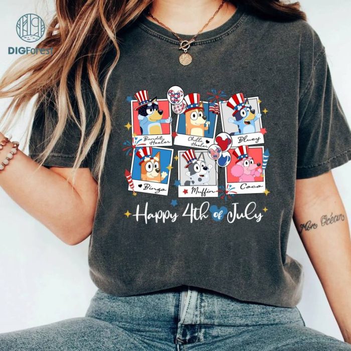 Red White Bluey Shirt, Bluey Fourth Of July Shirt, Independence Day Shirt, Bluey Happy 4Th Of July Shirt, Bluey And Bingo Party In The USA Shirt