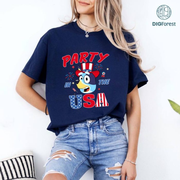 Bluey 4th of July shirt, Bluey Party In The USA Shirt, Red White Bluey Fourth of July Shirt, Bluey and Bingo Shirt, Independence Day Shirt