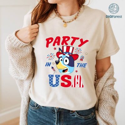 Bluey 4th of July shirt, Bluey Party In The USA Shirt, Red White Bluey Fourth of July Shirt, Bluey and Bingo Shirt, Independence Day Shirt