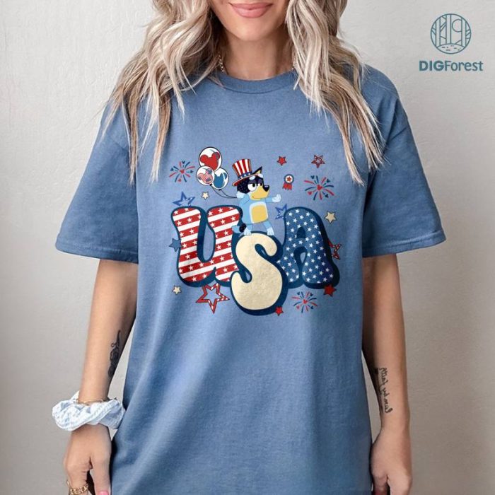 Bluey 4th of July T-Shirt, Red White Bluey Fourth of July Shirt, Independence Day Shirt, Bluey 4th of July Shirt, Bluey Freedom Shirt