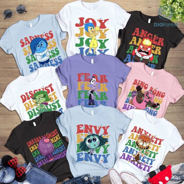 Disney Inside Out 2 Characters Bundle, Inside Out 2 Sweatshirt, Inside Out Group Matching, Inside Out Birthday Shirt, Joy Anger Anxiety Fear Shirt