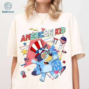 American Dad 4th of July Bluey Bundle, Red White Blue 4th of July Shirts, Fourth of July Cartoon Shirt, Blue Dog Shirt, Bluey America Shirt, Independence Day
