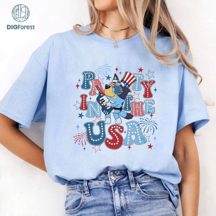 Bluey 4th of July T-Shirt, Red White Bluey Fourth of July Shirt, Independence Day Shirt, Bluey 4th of July Shirt, Bluey Freedom Shirt