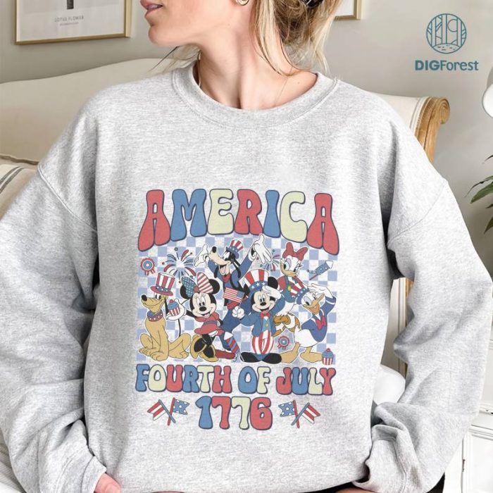 Disney Mickey and Friends Checkered Disney Happy 4th of July Shirt, Mickey and Friends America, Mickey and Friends 4th July Shirt, Disneyworld USA Shirt