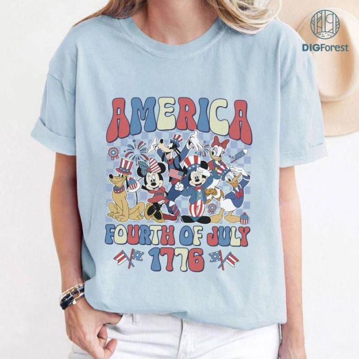 Disney Mickey and Friends Checkered Disney Happy 4th of July Shirt, Mickey and Friends America, Mickey and Friends 4th July Shirt, Disneyworld USA Shirt