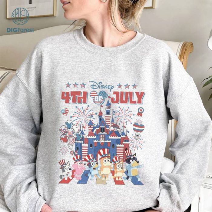 Red White Blue 4th of July Shirts, Fourth of July Cartoon Shirt, Blue Dog Shirt, Disneyworld Shirt, Bluey America Shirt, Independence Day