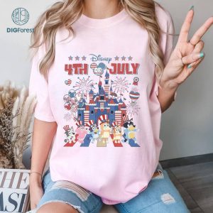 Red White Blue 4th of July Shirts, Fourth of July Cartoon Shirt, Blue Dog Shirt, Disneyworld Shirt, Bluey America Shirt, Independence Day