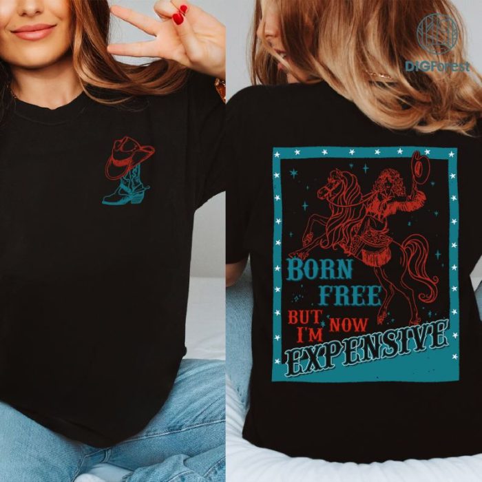 Cowgirl Barbie Shirt, Born Free But Now I'm Expensive 4th of July Shirt, Cowgirl Graphic Shirt, Comfort Colors Shirt, Western Doll, Pink Cowgirl Doll Shirt, Rodeo