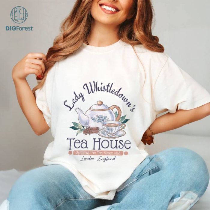 Lady Whistledown's Tea House Comfort ColorsT-Shirt, Book Lover Shirt, Bridgerton Shirt, Bridgerton Gift, Spilling The Tea Since 1813