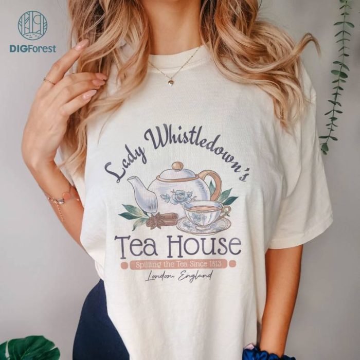 Lady Whistledown's Tea House Comfort ColorsT-Shirt, Book Lover Shirt, Bridgerton Shirt, Bridgerton Gift, Spilling The Tea Since 1813