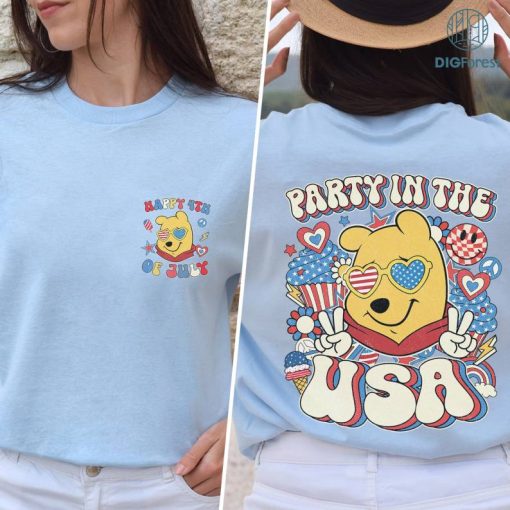 Disney Winnie The Pooh Party in the USA Shirt, Winnie 4th Of July Shirt, Patriotic Shirt, Happy 4th Of July Shirt, America 1776 Shirt, Independence Day Shirt