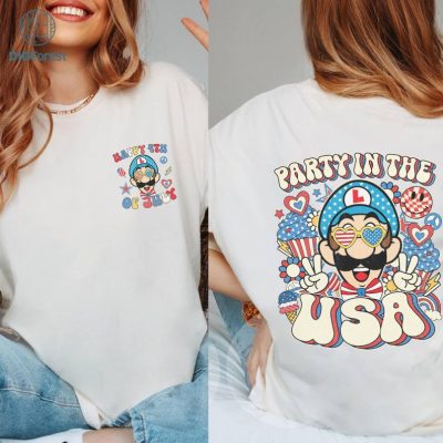 Super Mario Party In The USA Shirt, Luigi 4th Of July Shirt, Patriotic Shirt, Happy 4th Of July Shirt, America 1776 Shirt, Independence Day Shirt
