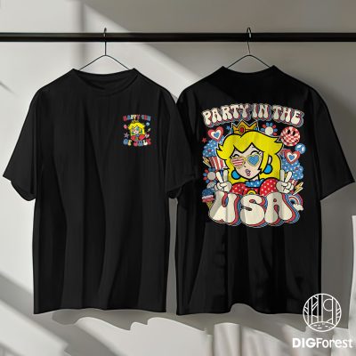 Super Mario Party in the USA Shirt - Princess Peach 4th of July Patriotic Tee | America 1776 Independence Day Shirt