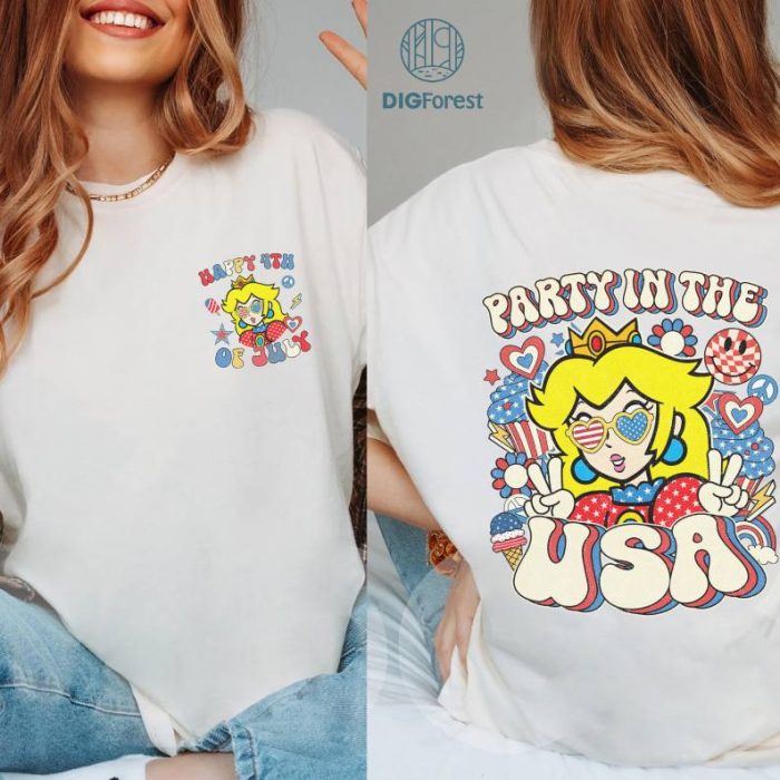 Super Mario Party In The USA Shirt, Princess Peach 4th Of July Shirt, Patriotic Shirt, Happy 4th Of July Shirt, America 1776 Shirt, Independence Day Shirt