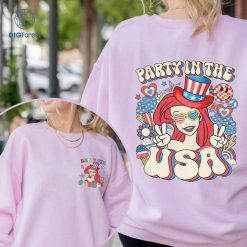 Disney Ariel Princess Party In The USA Shirt, The Little Mermaid 4th Of July Shirt, Patriotic Shirt, Happy 4th Of July Shirt, America 1776 Shirt, Independence Day Shirt