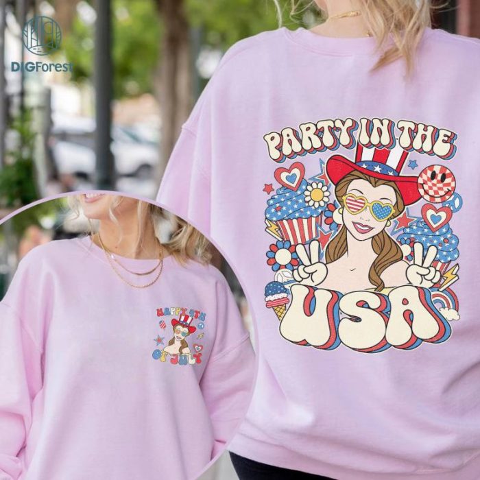 Disney Belle Princess Party In The USA Shirt, Beauty and The Beast 4th Of July Shirt, Patriotic Shirt, Happy 4th Of July Shirt, America 1776 Shirt, Independence Day Shirt