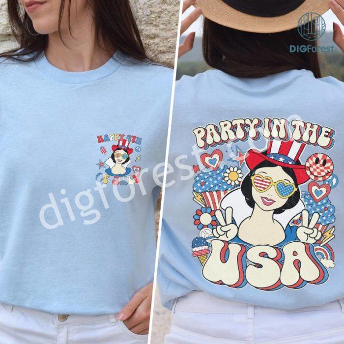 Disney Snow White Princess Party In The USA Shirt, Snow White and The Seven Dwarfs 4th Of July Shirt, Patriotic Shirt, Happy 4th Of July Shirt, America 1776 Shirt, Independence Day Shirt