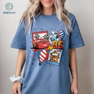 Disney Retro Cars Movie Happy 4th Of July Shirt | Lightning McQueen Patriotic Tee | Happy Independence Day Shirt Disneyland 4th July