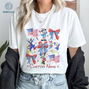 Disney Mickey And Friends Coquette 4th of July Shirt | Mickey Minnie 4th of July USA Flag Shirt Disneyland American Family Tee