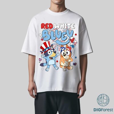 Bluey 4th of July T-Shirt – Red White Bluey Independence Day Freedom Shirt
