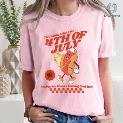 You Look Like The 4th of July Shirt, Retro America Hot Dog Shirt, Funny 4th July Shirt, USA Png Fourth of July Independence Day Sublimation