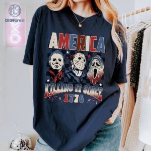 Horror Movie Fourth Of July Shirt, Killer Independence Day Tee, 4th Of July Matching Tee, America Killin' It Since 1776