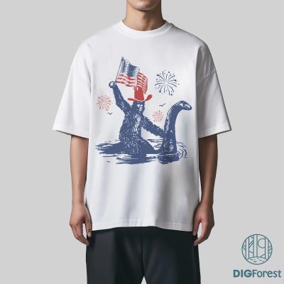 Funny Bigfoot 4th of July Shirt – Red White and Ghouly Summerween Cryptid Tee