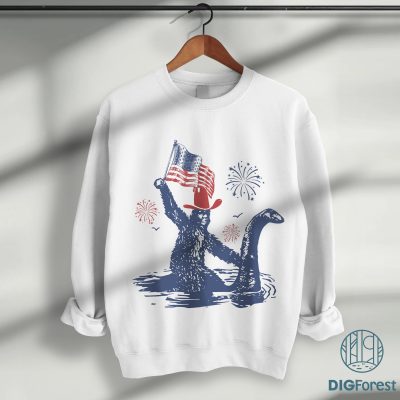 Funny Bigfoot 4th of July Shirt – Red White and Ghouly Summerween Cryptid Tee