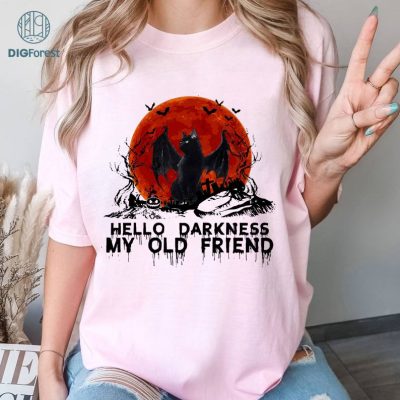 Halloween Gift Cat Lovers Hello Darkness My Old Friend Shirt, Cat Lover shirt, Coffee Lover Shirt, Goth Shirt Halloween Gift Cat Lovers Hello Darkness My Old Friend Shirt, Cat Lover shirt, Coffee Lover Shirt, Goth Shirt