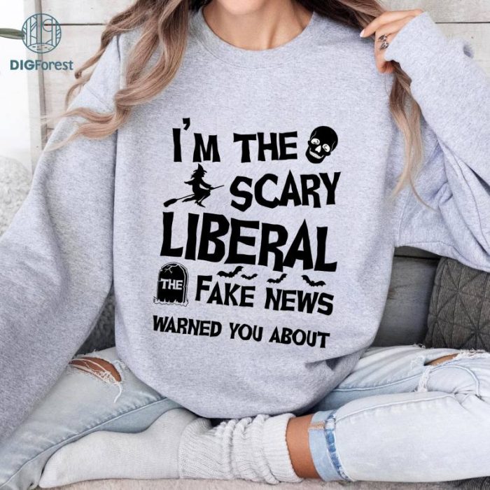 Halloween Gift Witch Lovers I Am The Scary Liberal Fake News Warned You About Shirt, Feminist Witch Shirt, Liberal Witch, Bury The Patriarchy, Spooky Liberal, Salam, Handmaids