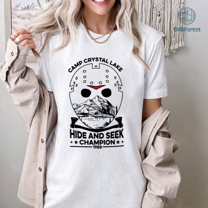 Halloween Gift Friday 13th Movie Lovers Jason Voorhees Fan Camp Crystal Lake Hide And Seek Champion 1980 Shirt, Horror Characters Shirt, Scary Movie Shirt