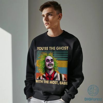 Ghost With The Most Shirt | Vintage Beetlejuice Lover T-Shirt | Killer Character Halloween Hoodie | Horror Movie Fan Gift