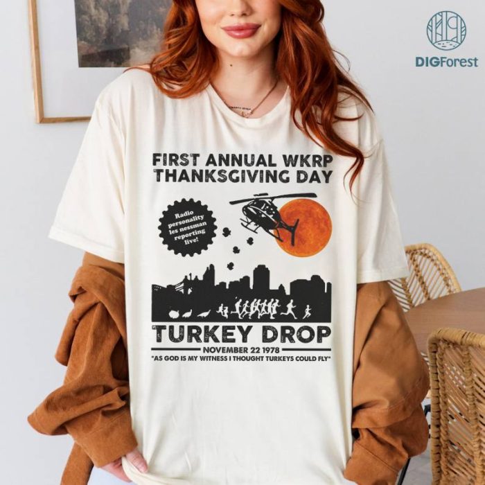 First Annual WKRP Thanksgiving Day Turkey Drop T-Shirt, Funny Thanksgiving Shirt, Gift For Thanksgiving Outfit, Cool Thanksgiving Shirt