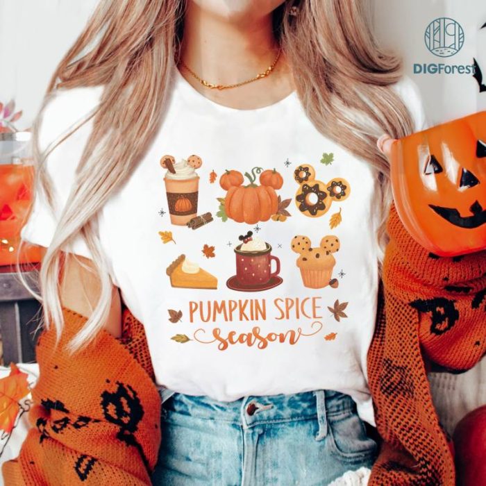 Disney Pumpkin Spice T-shirt, Disney Fall Sweatshirt, Fall Vibes Shirts, Fall Disney Vacation, Disney Halloween, Disney Matching Shirts