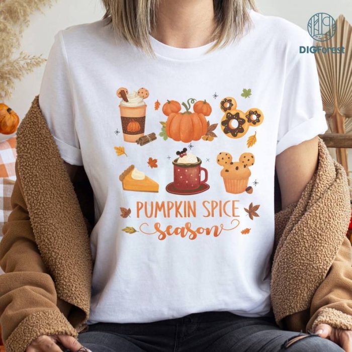 Disney Pumpkin Spice T-shirt, Disney Fall Sweatshirt, Fall Vibes Shirts, Fall Disney Vacation, Disney Halloween, Disney Matching Shirts
