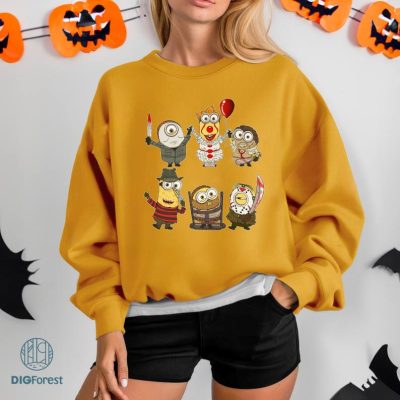 Minion Halloween Horror T-Shirt, Halloween Horror Character Shirts, Friends Halloween Shirt, Horror Movie Characters Shirt, Halloween Gift