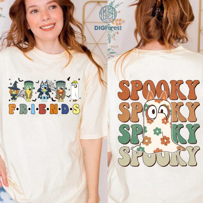 Bluey Halloween Spooky Ghost Shirt, Spooky Season Halloween Sweatshirt, Bluey Ghost Sweatshirt, Fall Vibes Sweatshirt Perfect For a Halloween Party