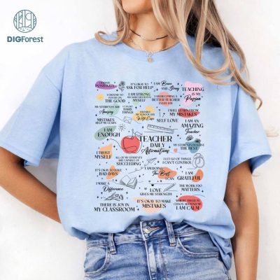 Teacher Daily Affirmation T-shirt, Gift for Teacher, Gift for Her, Self Love tee, Motivational Tee, Teacher Self Love Tee, Back to School Shirt - Mental Health