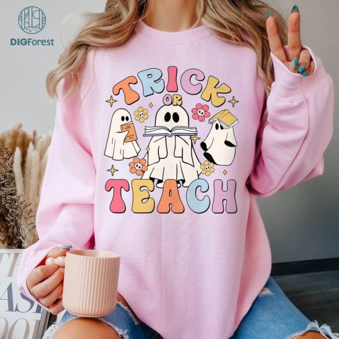 Teacher Halloween Shirt, Halloween Teacher Sweatshirt, Fall Shirts for Teachers, Vintage Halloween Teacher Tees, Trick or Teach Shirt